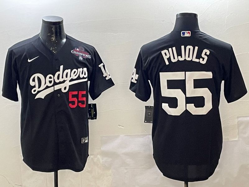 Men Los Angeles Dodgers #55 Pujols Black Game 2025 Nike MLB Jersey style 2261->detroit tigers->MLB Jersey